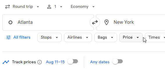 Google Floughts Tracking, google alerts for cheap flights